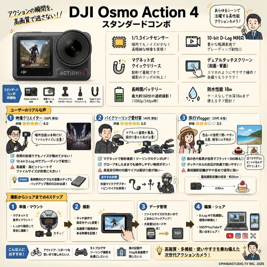 DJI Osmo Action 4 スタンダードコンボ インターネット上のお客様の声（評判）