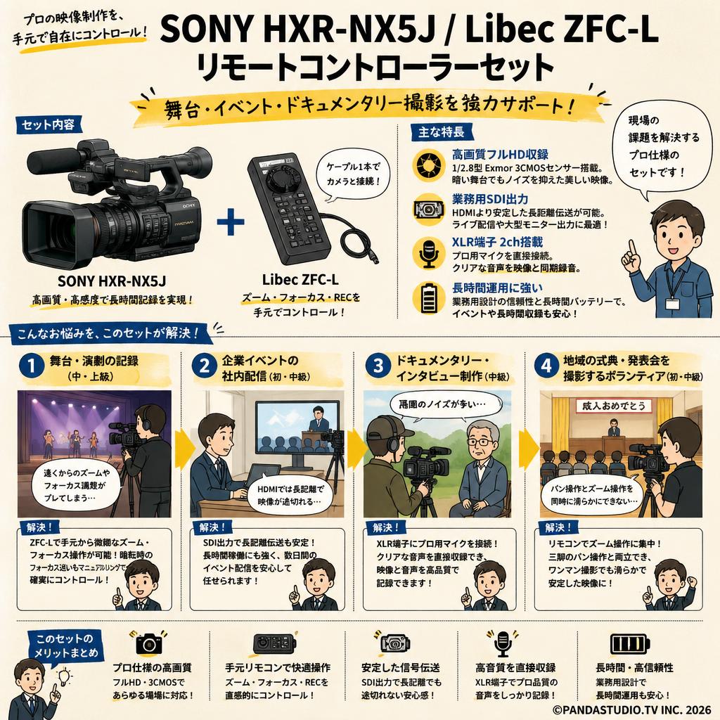 SONY HXR-NX5J / Libec ZFC-L リモートコントローラーセット おもな対象のお客様