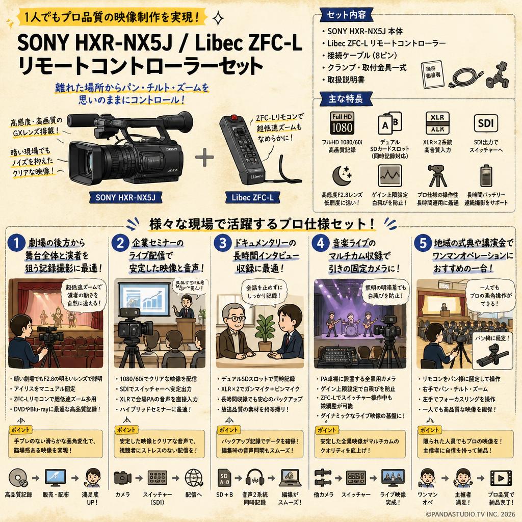 SONY HXR-NX5J / Libec ZFC-L リモートコントローラーセット 用途
