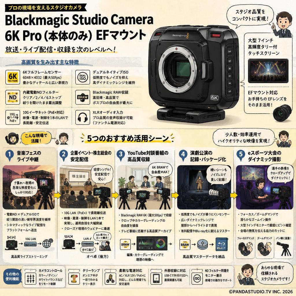 Blackmagic Studio Camera 6K Pro (本体のみ) EFマウント 用途
