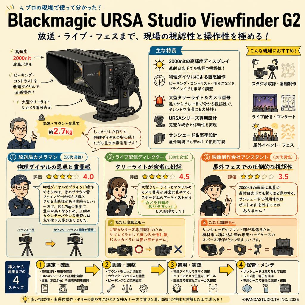 Blackmagic URSA Studio Viewfinder G2 インターネット上のお客様の声（評判）