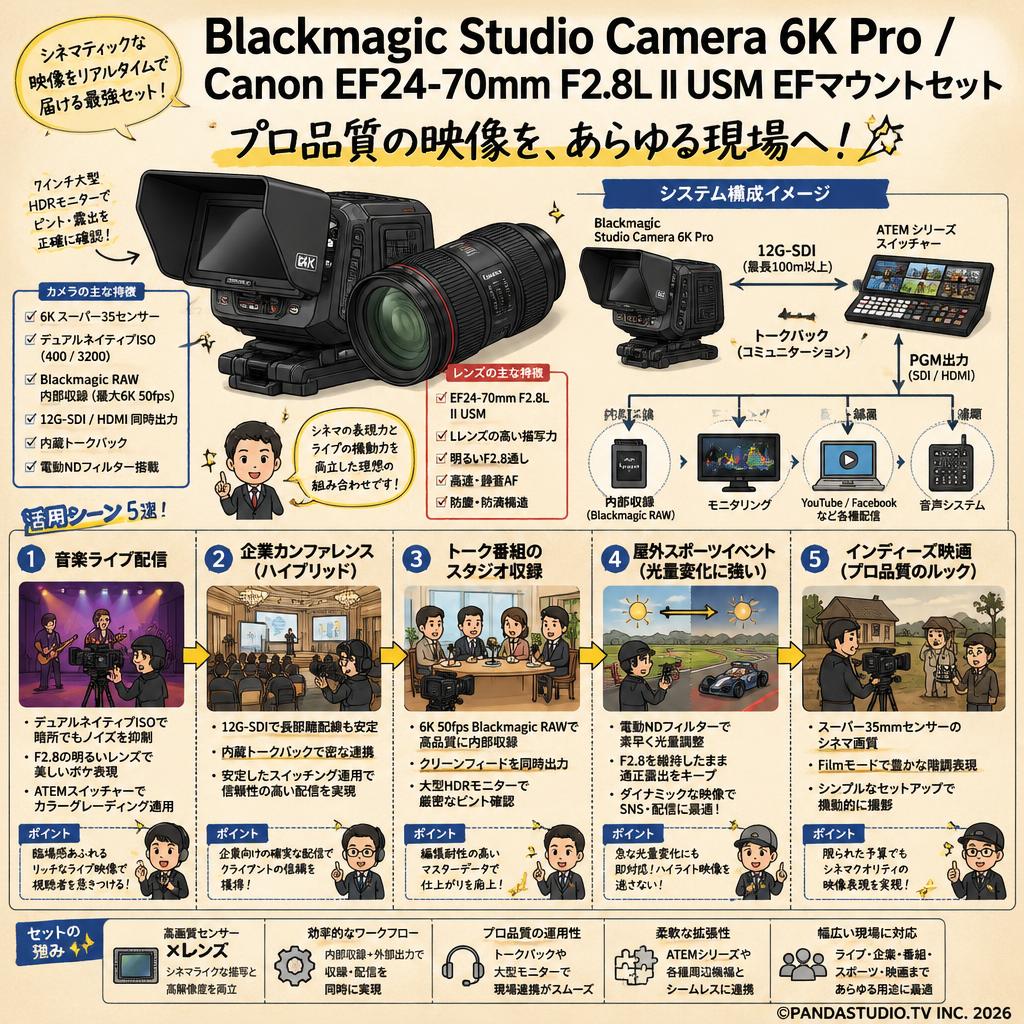 Blackmagic Studio Camera 6K Pro / Canon EF24-70mm F2.8L II USM EFマウントセット 用途