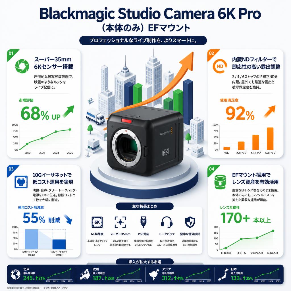 Blackmagic Studio Camera 6K Pro (本体のみ) EFマウント セールスポイント