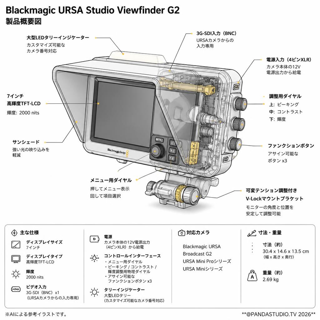Blackmagic URSA Studio Viewfinder G2 スペック