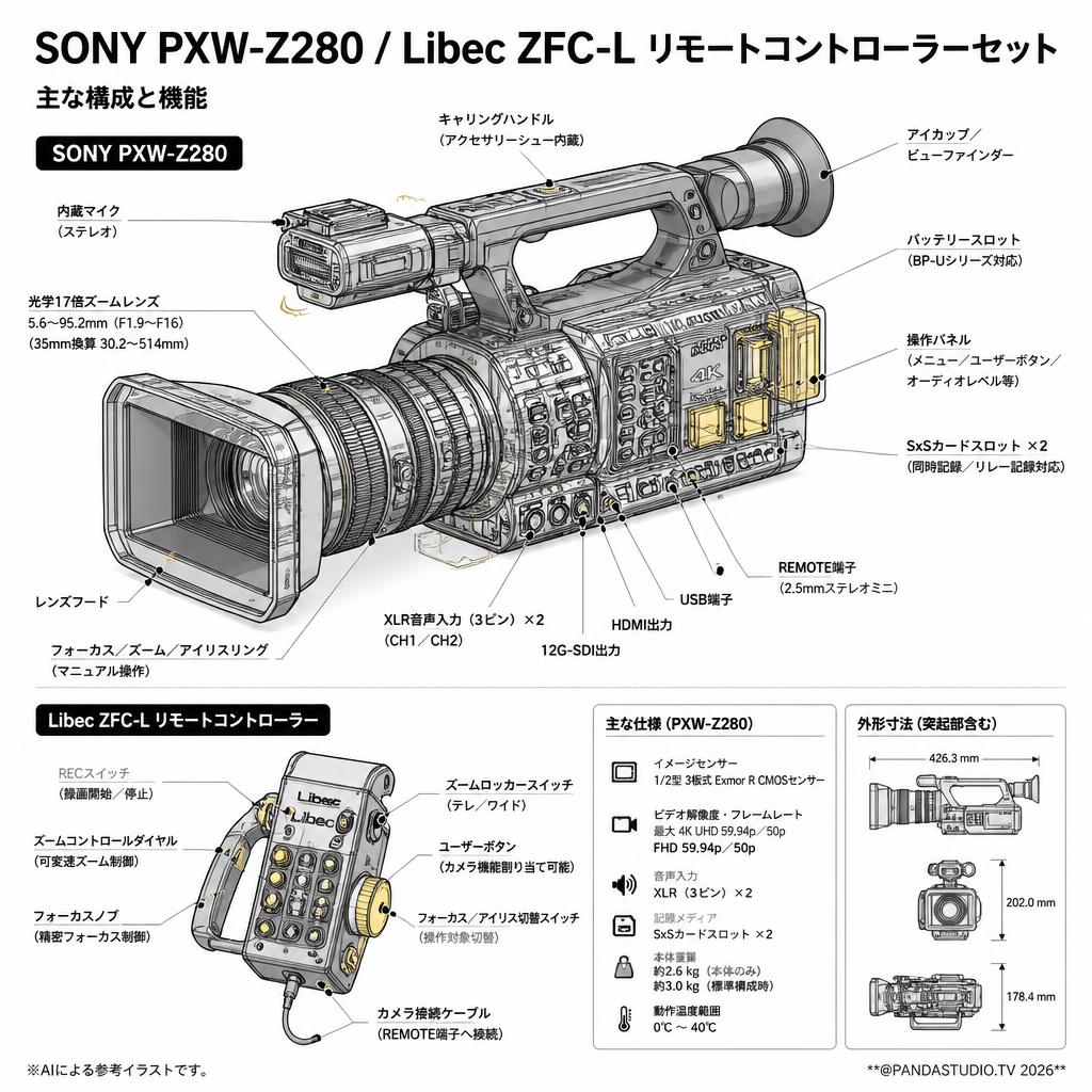 SONY PXW-Z280 / Libec ZFC-L リモートコントローラーセット スペック