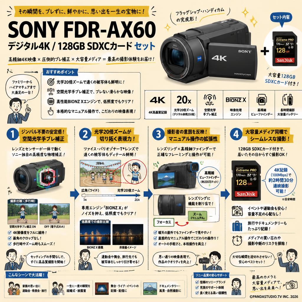 SONY FDR-AX60 デジタル４K / 128GB SDXCカード セット 概要