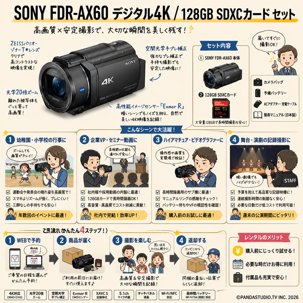 SONY FDR-AX60 デジタル４K / 128GB SDXCカード セット おもな対象のお客様