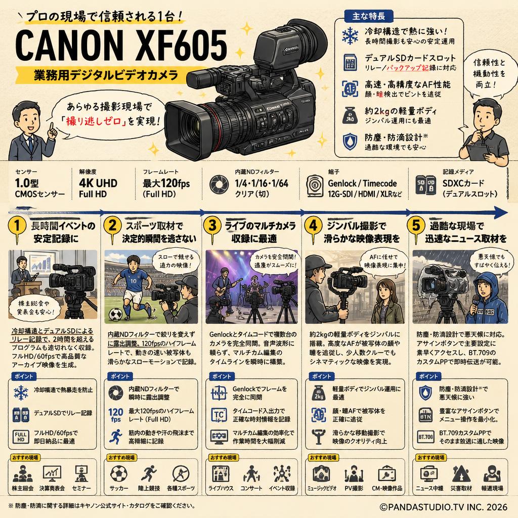 CANON XF605 業務用デジタルビデオカメラ 用途