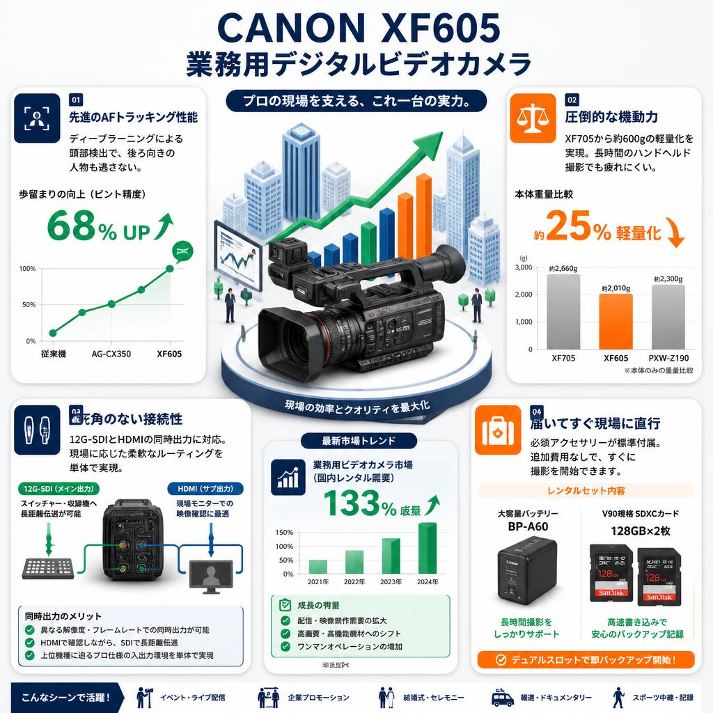 CANON XF605 業務用デジタルビデオカメラ セールスポイント