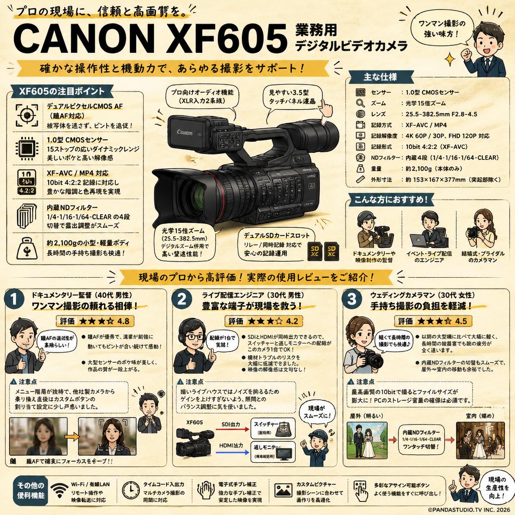 CANON XF605 業務用デジタルビデオカメラ インターネット上のお客様の声（評判）