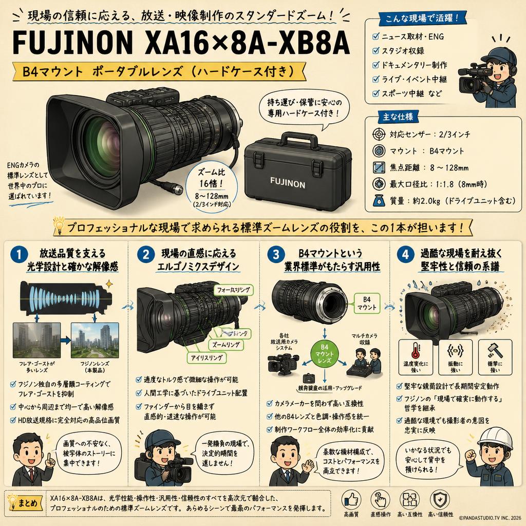 FUJINON XA16×8A-XB8A B4マウント ポータブルレンズ(ハードケース付き) 概要