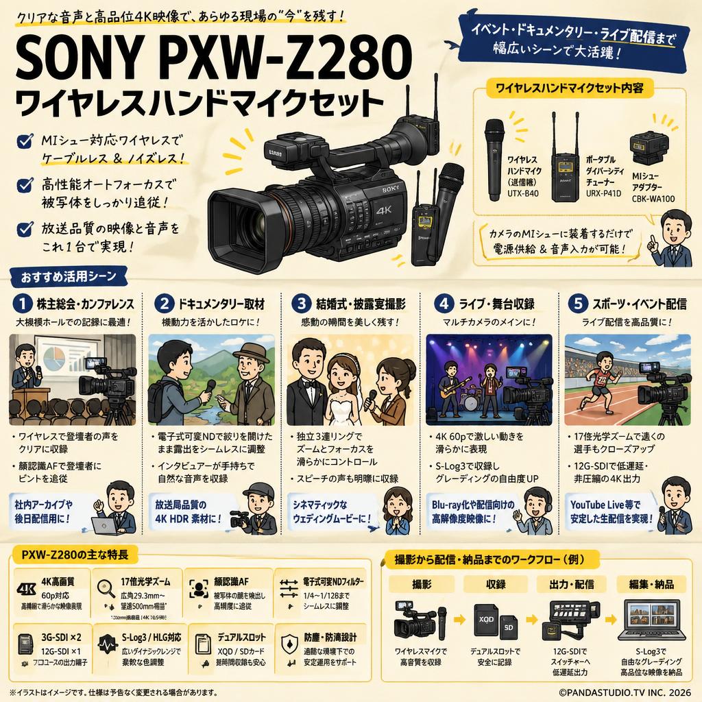 SONY PXW-Z280 ワイヤレスハンドマイクセット 用途