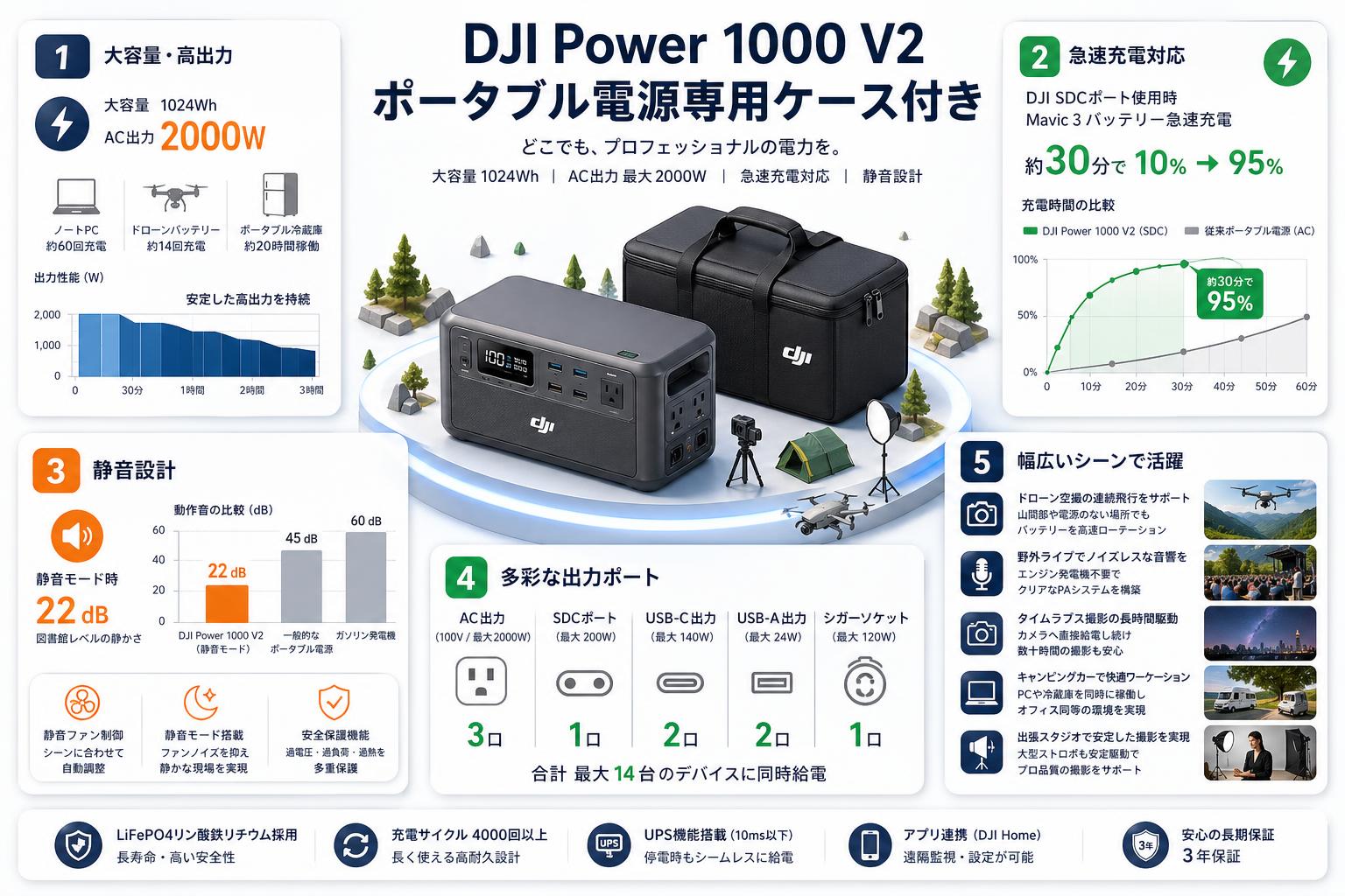 DJI Power 1000 V2 ポータブル電源専用ケース付き 用途