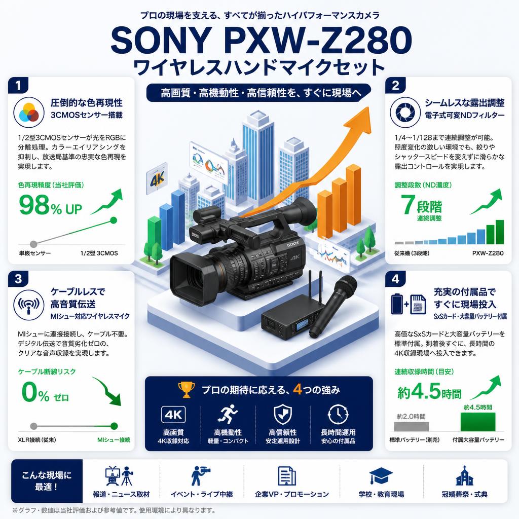 SONY PXW-Z280 ワイヤレスハンドマイクセット セールスポイント