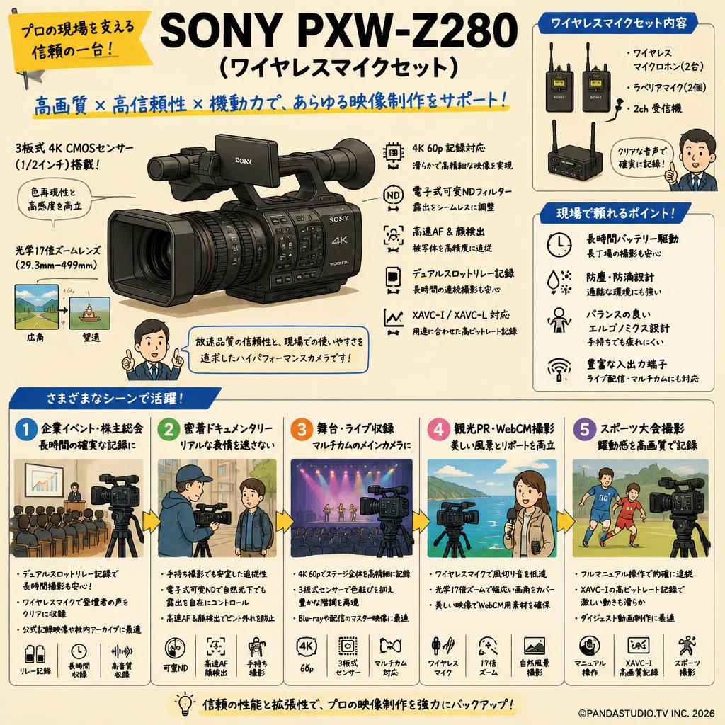 SONY PXW-Z280 (ワイヤレスマイクセット) 用途