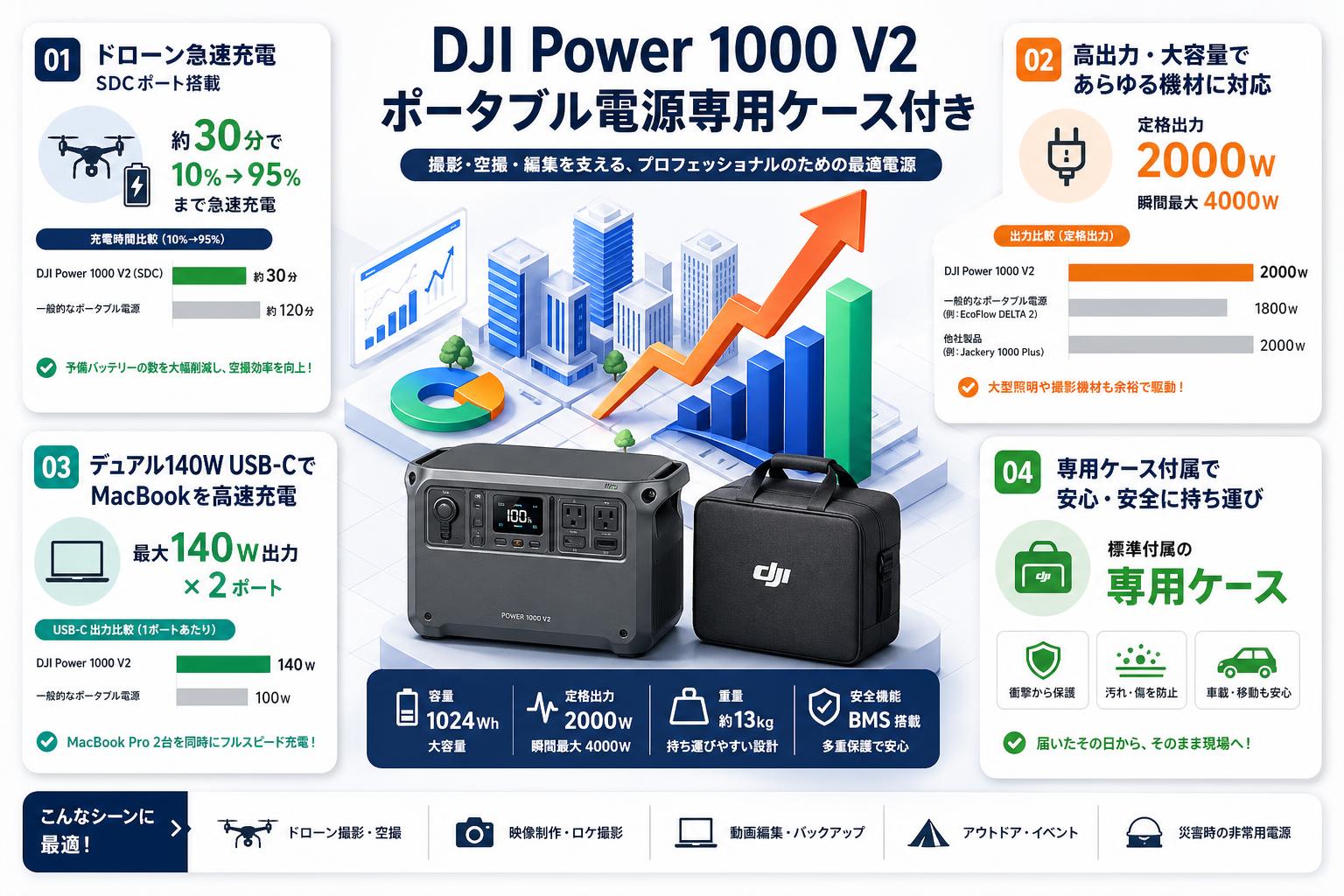 DJI Power 1000 V2 ポータブル電源専用ケース付き セールスポイント