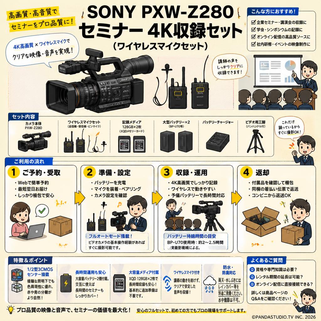 SONY PXW-Z280  セミナー 4K収録セット （ワイヤレスマイクセット） FAQ（よくある質問と答え）