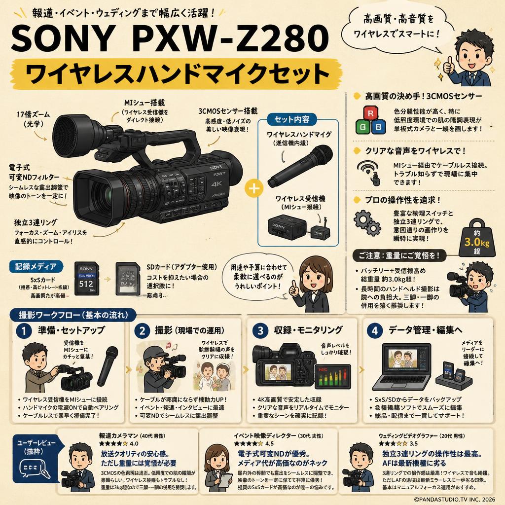 SONY PXW-Z280 ワイヤレスハンドマイクセット インターネット上のお客様の声（評判）