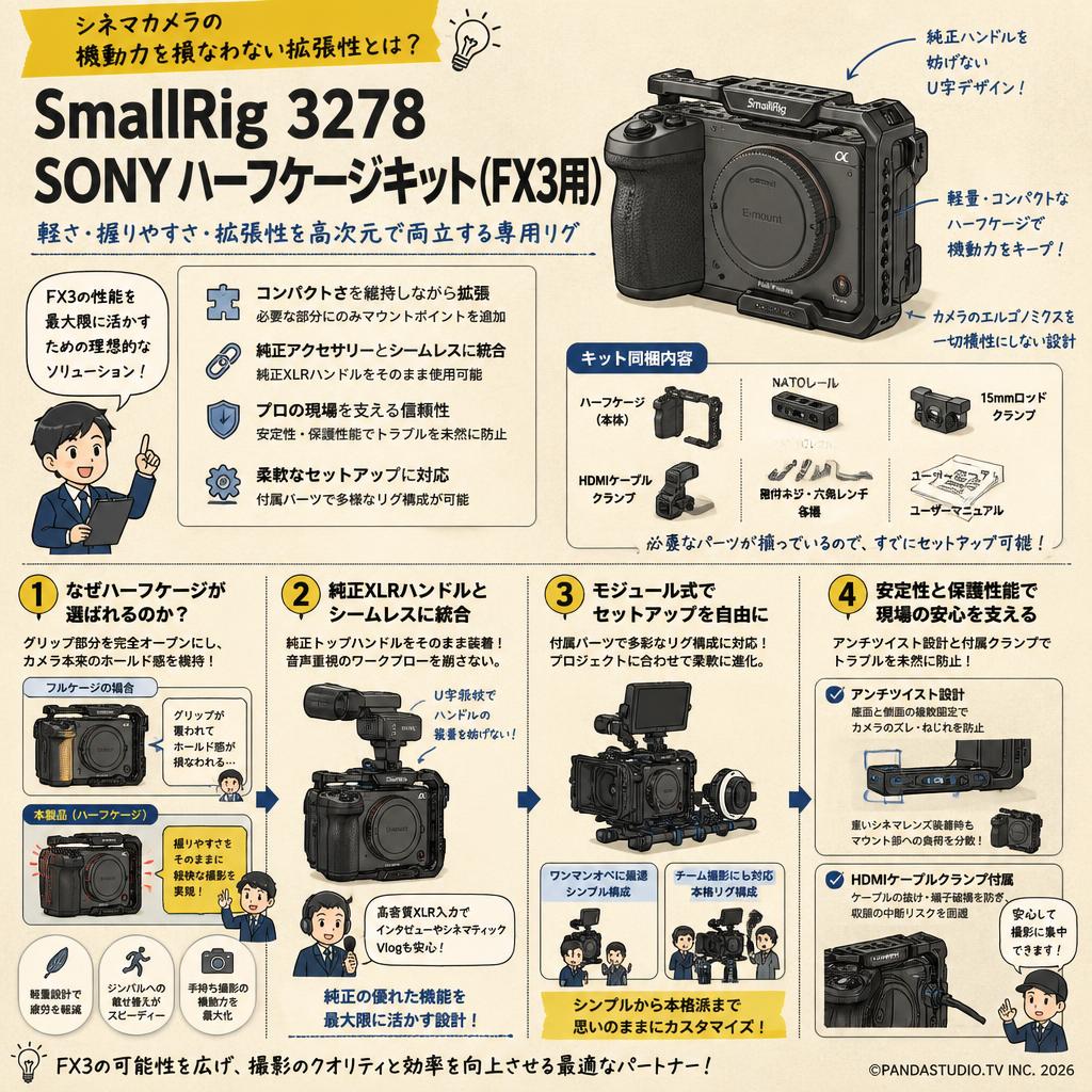 SmallRig 3278 SONY ハーフケージキット(FX3用) 概要