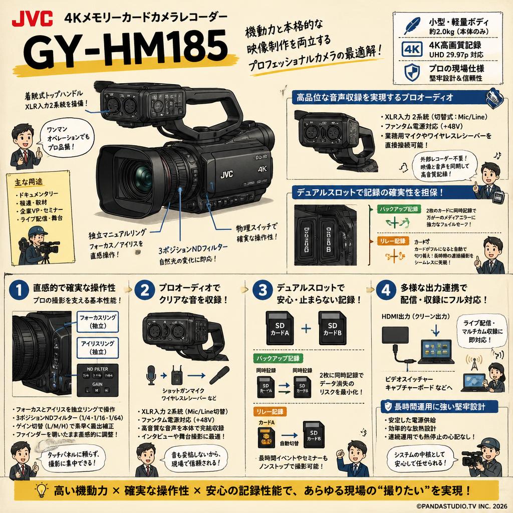 JVC 4Kメモリーカードカメラレコーダー GY-HM185 概要