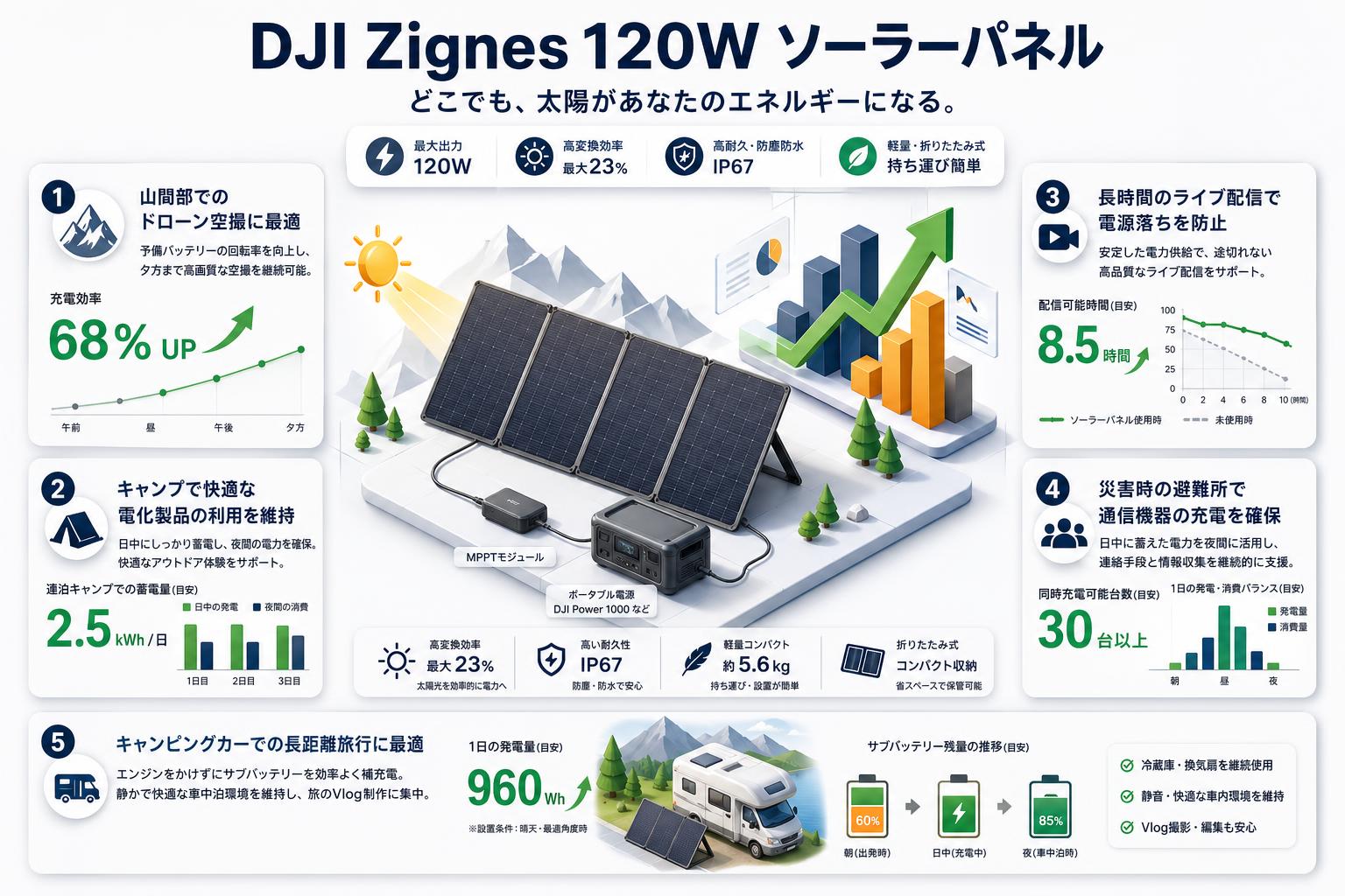 DJI Zignes 120W ソーラーパネル 用途
