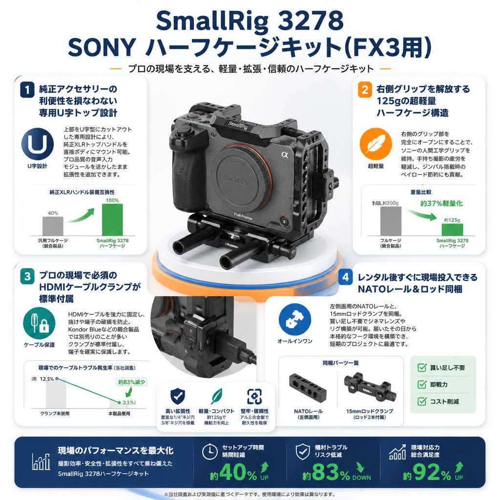 SmallRig 3278 SONY ハーフケージキット(FX3用) セールスポイント