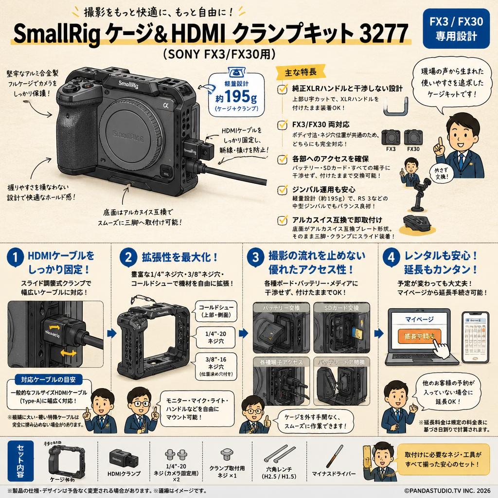 SmallRig ケージ＆HDMI ケーブル クランプキット 3277 (SONY FX3/FX30用) FAQ（よくある質問と答え）