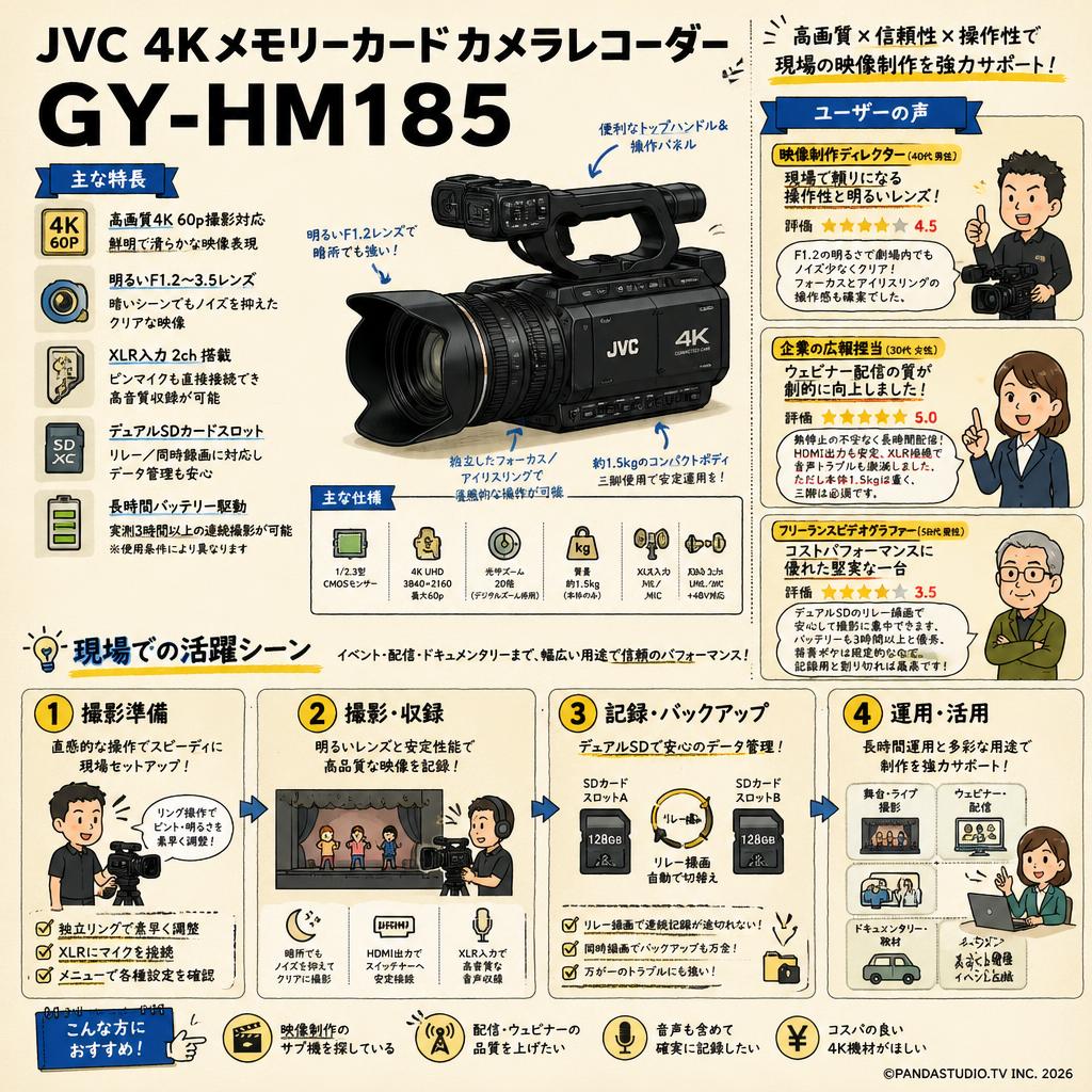 JVC 4Kメモリーカードカメラレコーダー GY-HM185 インターネット上のお客様の声（評判）