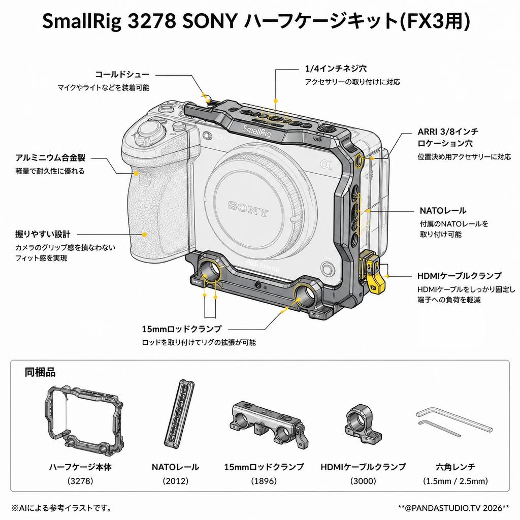 SmallRig 3278 SONY ハーフケージキット(FX3用) スペック