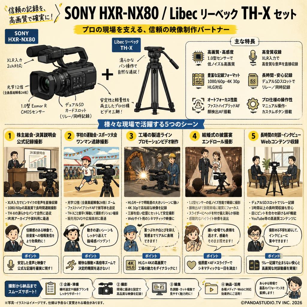SONY HXR-NX80 / Libec リーベック TH-X セット 用途