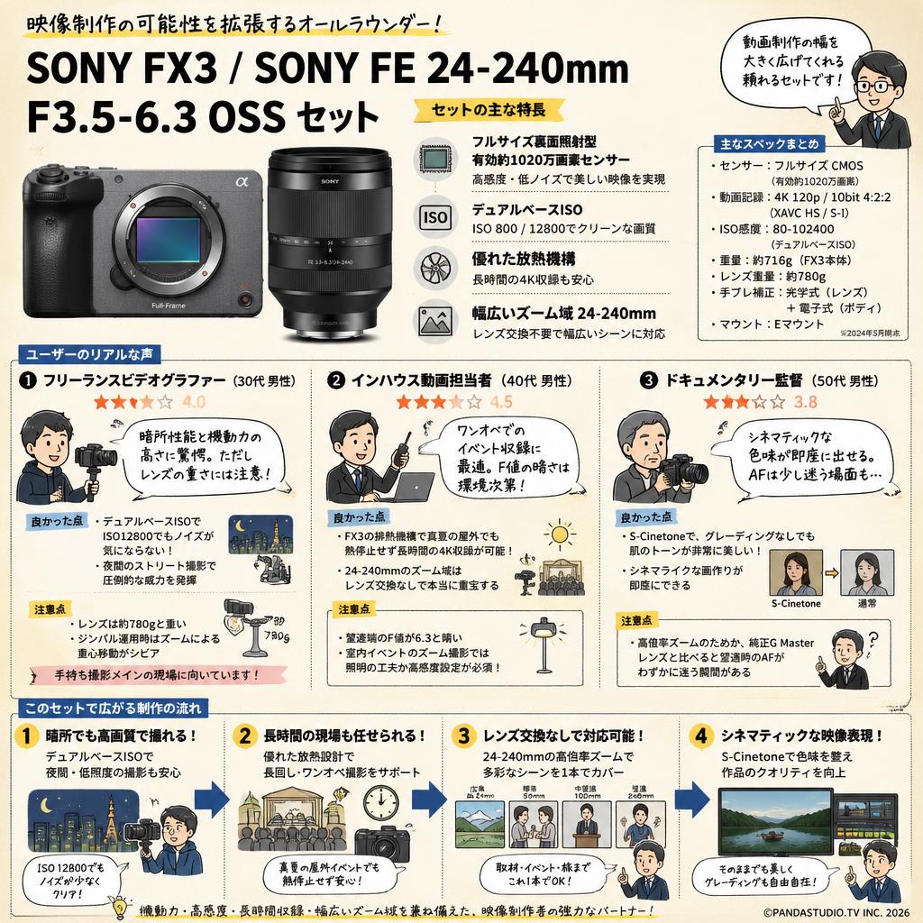 SONY FX3 / SONY FE 24-240mm F3.5-6.3 OSS セット インターネット上のお客様の声（評判）