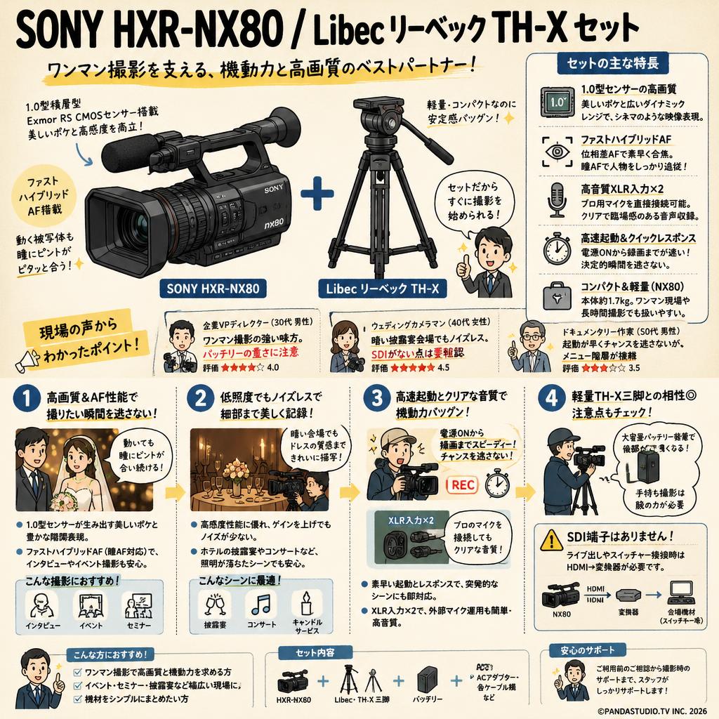 SONY HXR-NX80 / Libec リーベック TH-X セット インターネット上のお客様の声（評判）