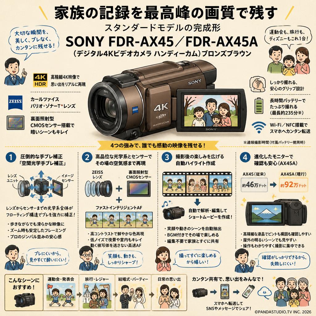 SONY FDR-AX45 ／FDR-AX45A（デジタル４Kビデオカメラ ハンディーカム））ブロンズブラウン