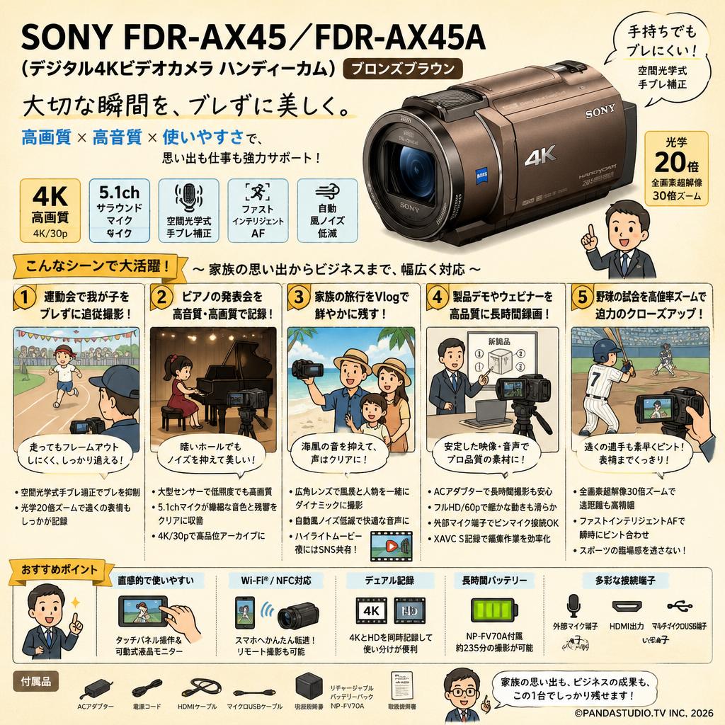 SONY FDR-AX45 ／FDR-AX45A（デジタル４Kビデオカメラ ハンディーカム））ブロンズブラウン
