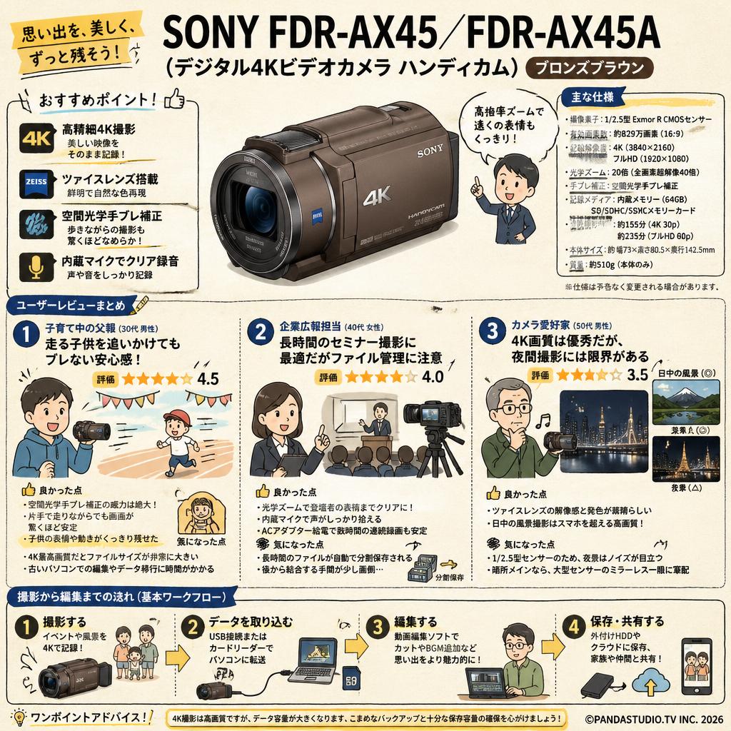 SONY FDR-AX45 ／FDR-AX45A（デジタル４Kビデオカメラ ハンディーカム））ブロンズブラウン