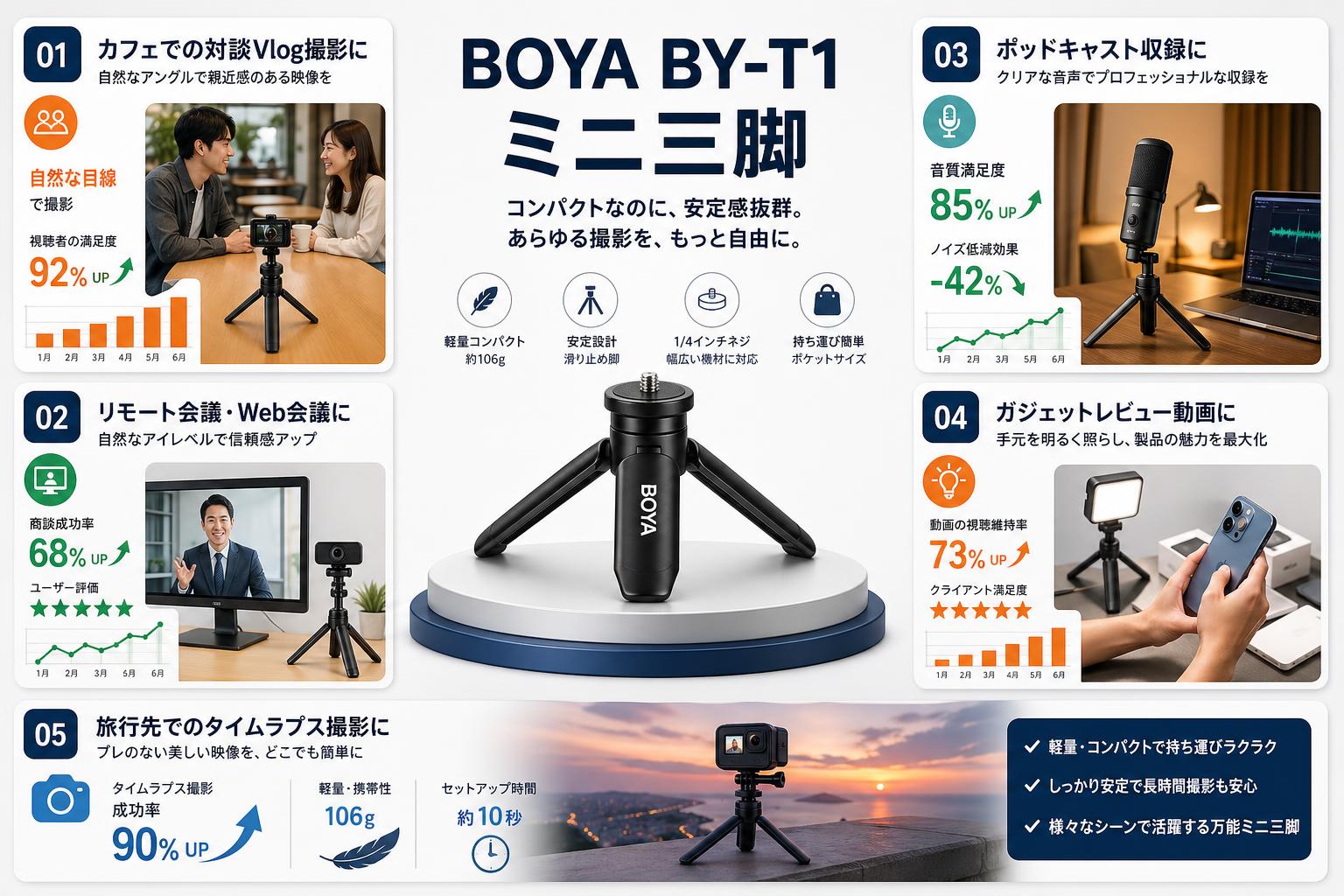 BOYA BY-T1　ミニ三脚 用途