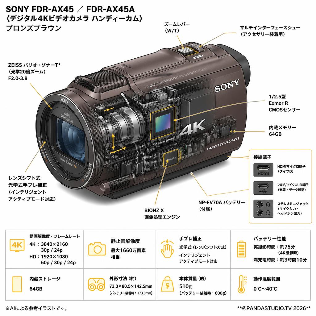 SONY FDR-AX45 ／FDR-AX45A（デジタル４Kビデオカメラ ハンディーカム））ブロンズブラウン