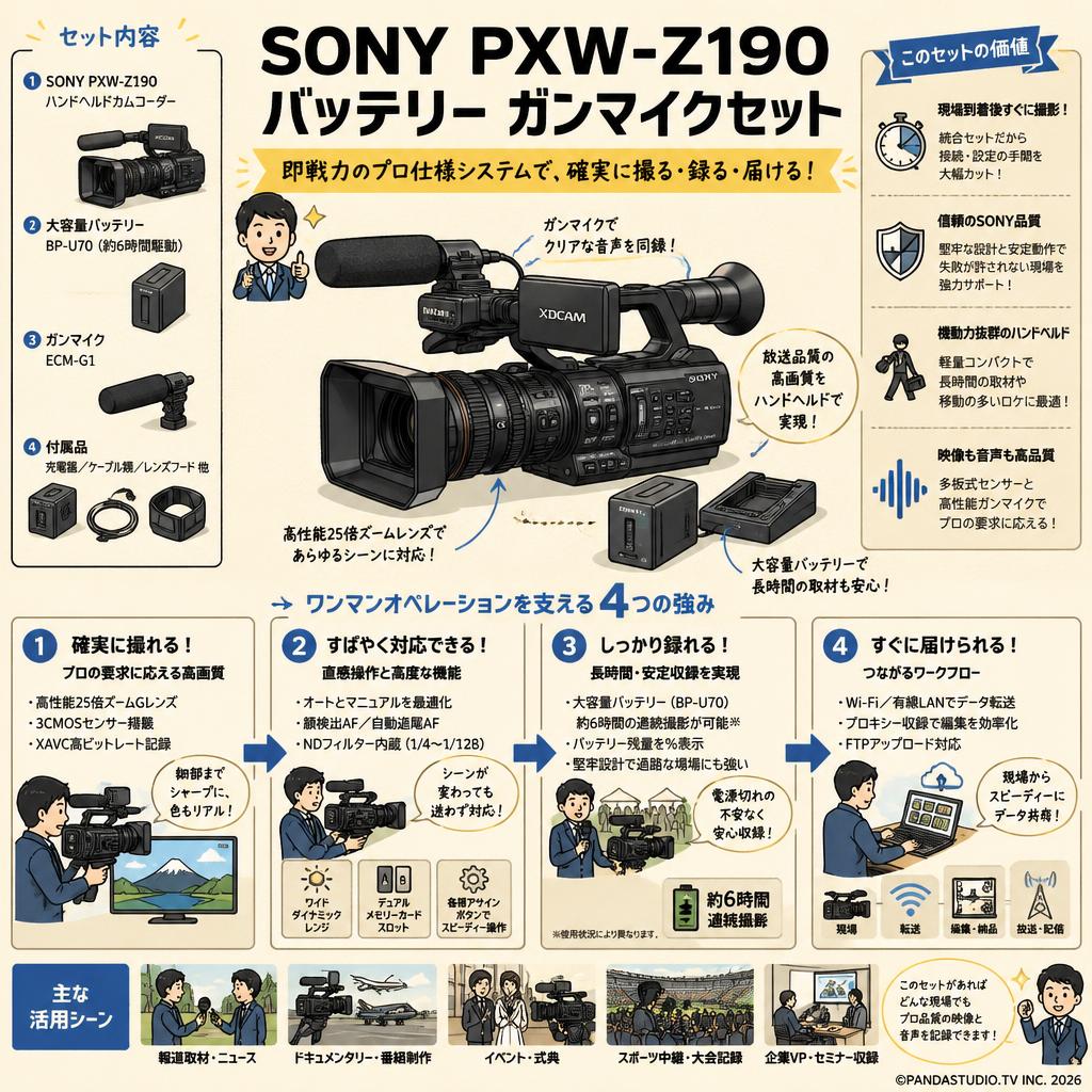 SONY PXW-Z190 バッテリー ガンマイクセット 概要