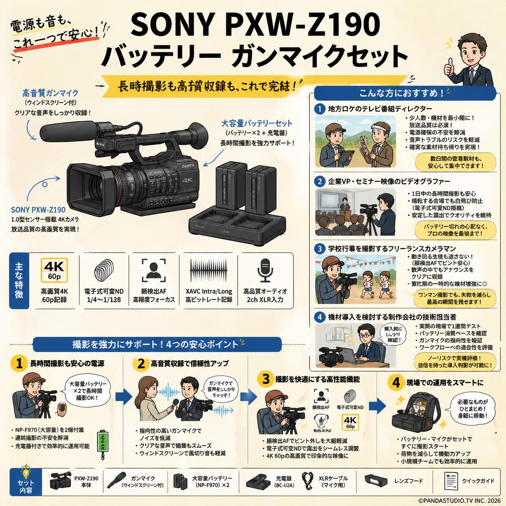 SONY PXW-Z190 バッテリー ガンマイクセット おもな対象のお客様