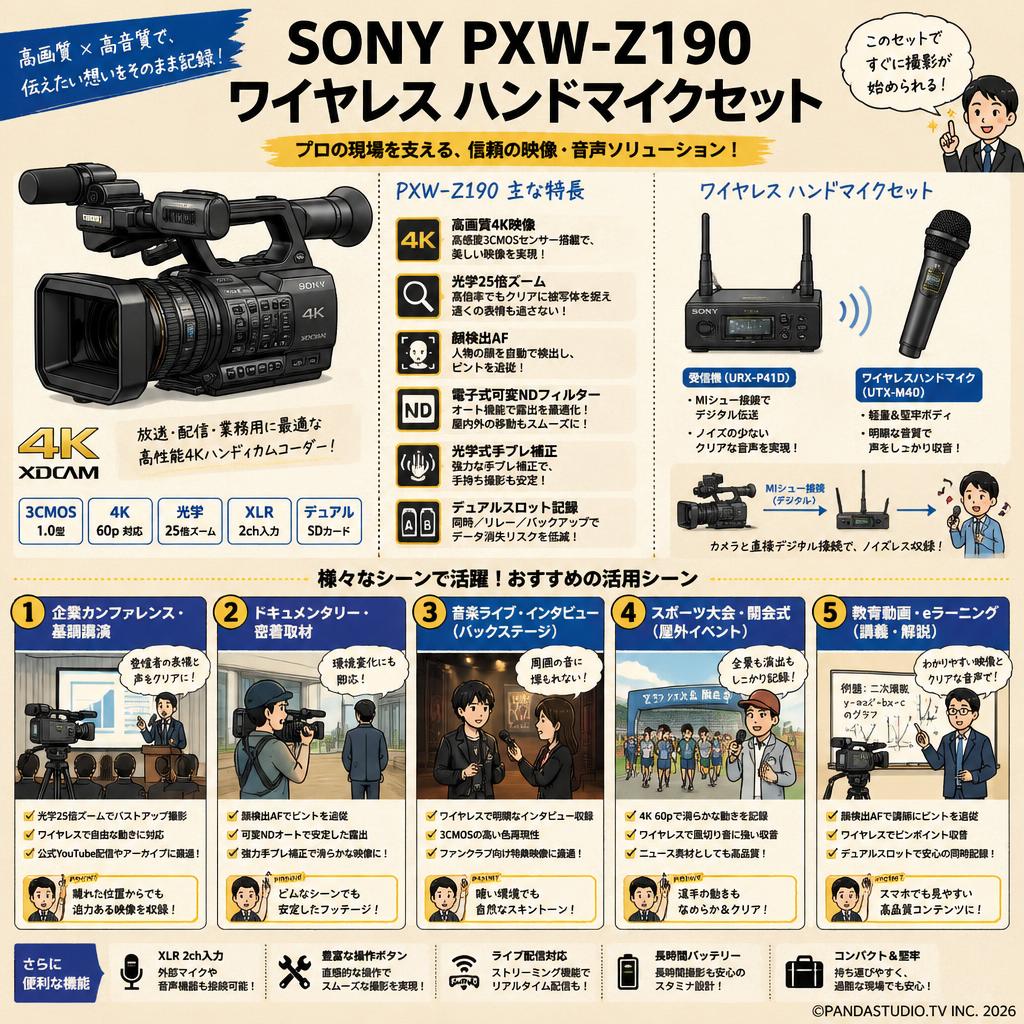 SONY PXW-Z190 ワイヤレス ハンドマイクセット 用途