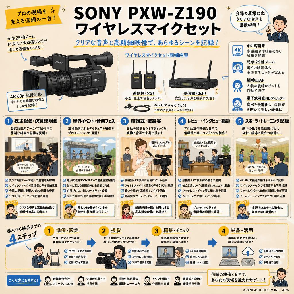 SONY PXW-Z190 ワイヤレスマイクセット 用途