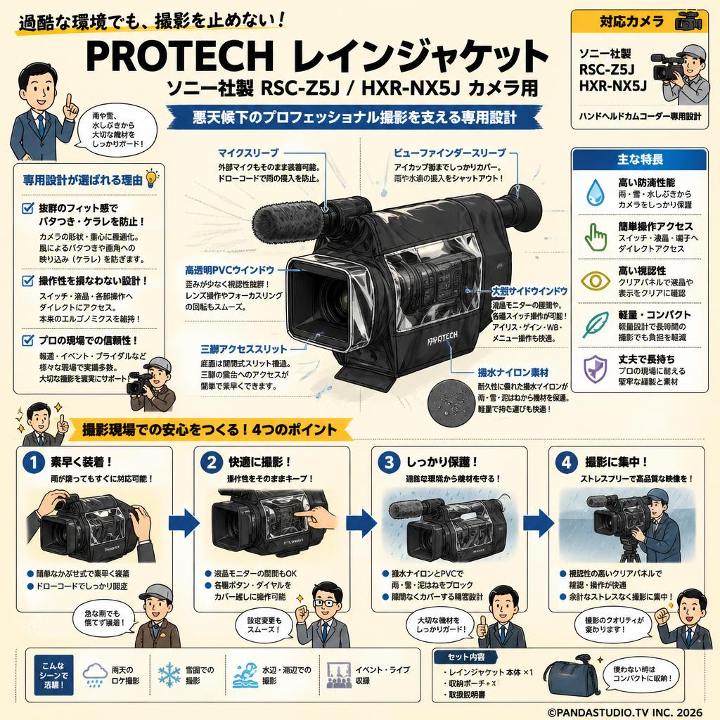 PROTECH レインジャケット ソニー社製 RSC-Z5J/HXR-NX5J カメラ用 概要