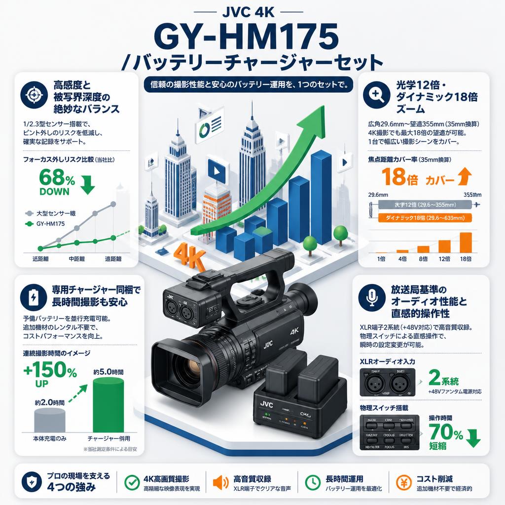 JVC 4K GY-HM175 / バッテリーチャージャーセット セールスポイント