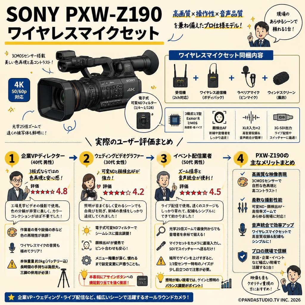 SONY PXW-Z190 ワイヤレスマイクセット インターネット上のお客様の声（評判）