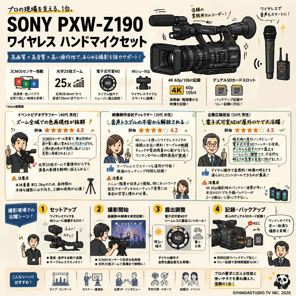 SONY PXW-Z190 ワイヤレス ハンドマイクセット インターネット上のお客様の声（評判）