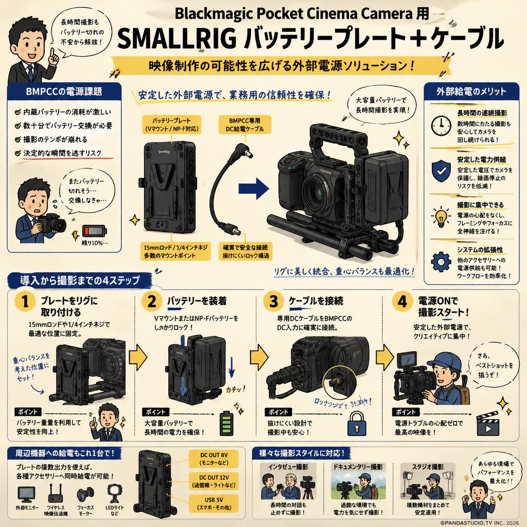 Blackmagic Pocket Cinema Camera 用 SMALLRIG バッテリープレート ＋ ケーブル 概要