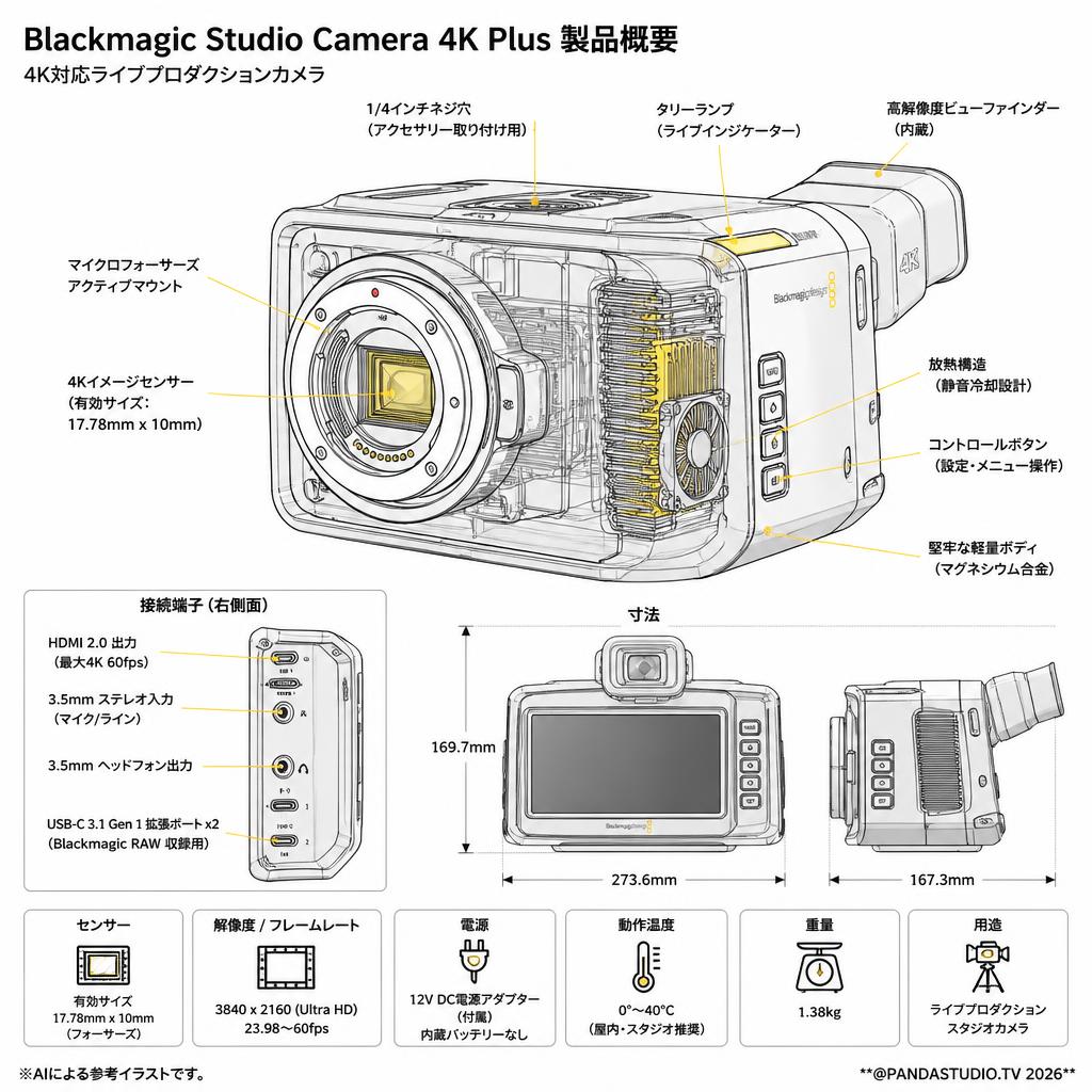 Blackmagic Studio Camera 4K Plus スペック