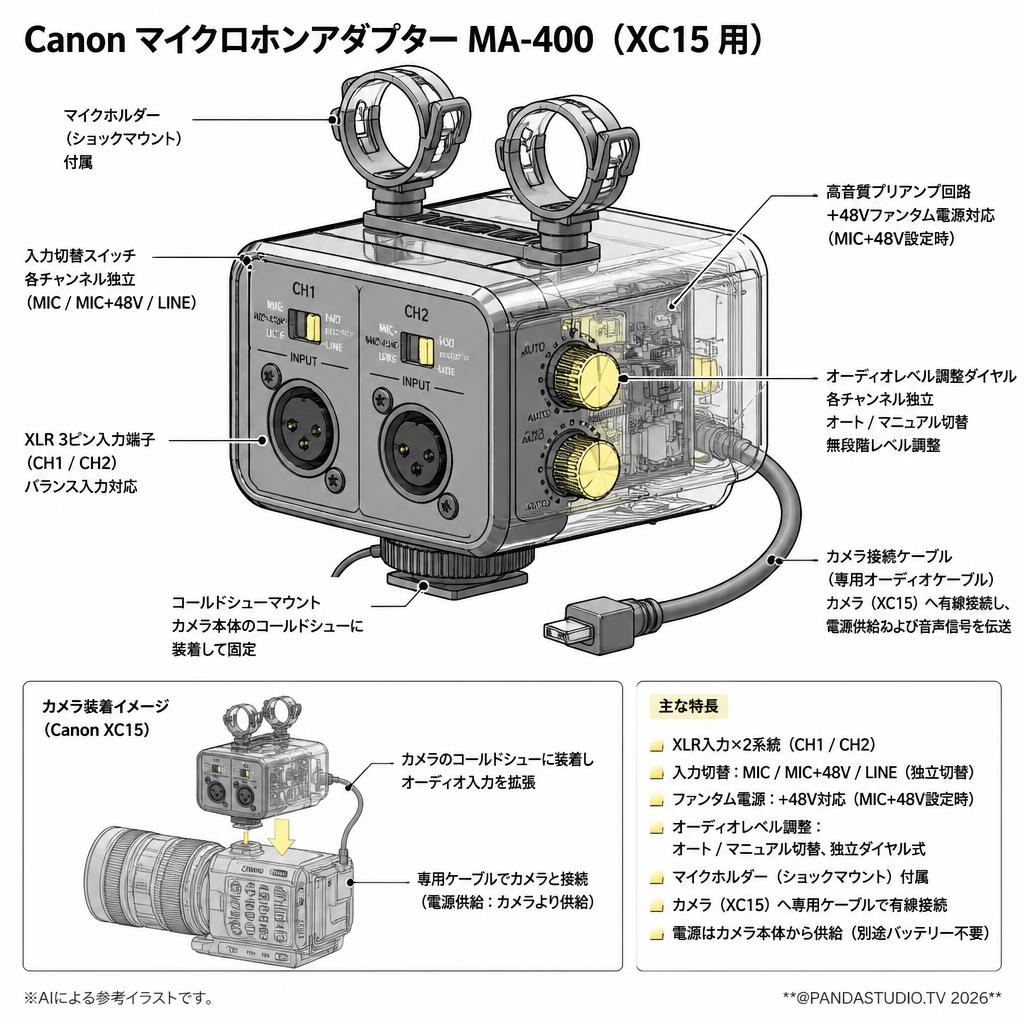 Canon マイクロホンアダプター MA-400 （XC15 用） スペック