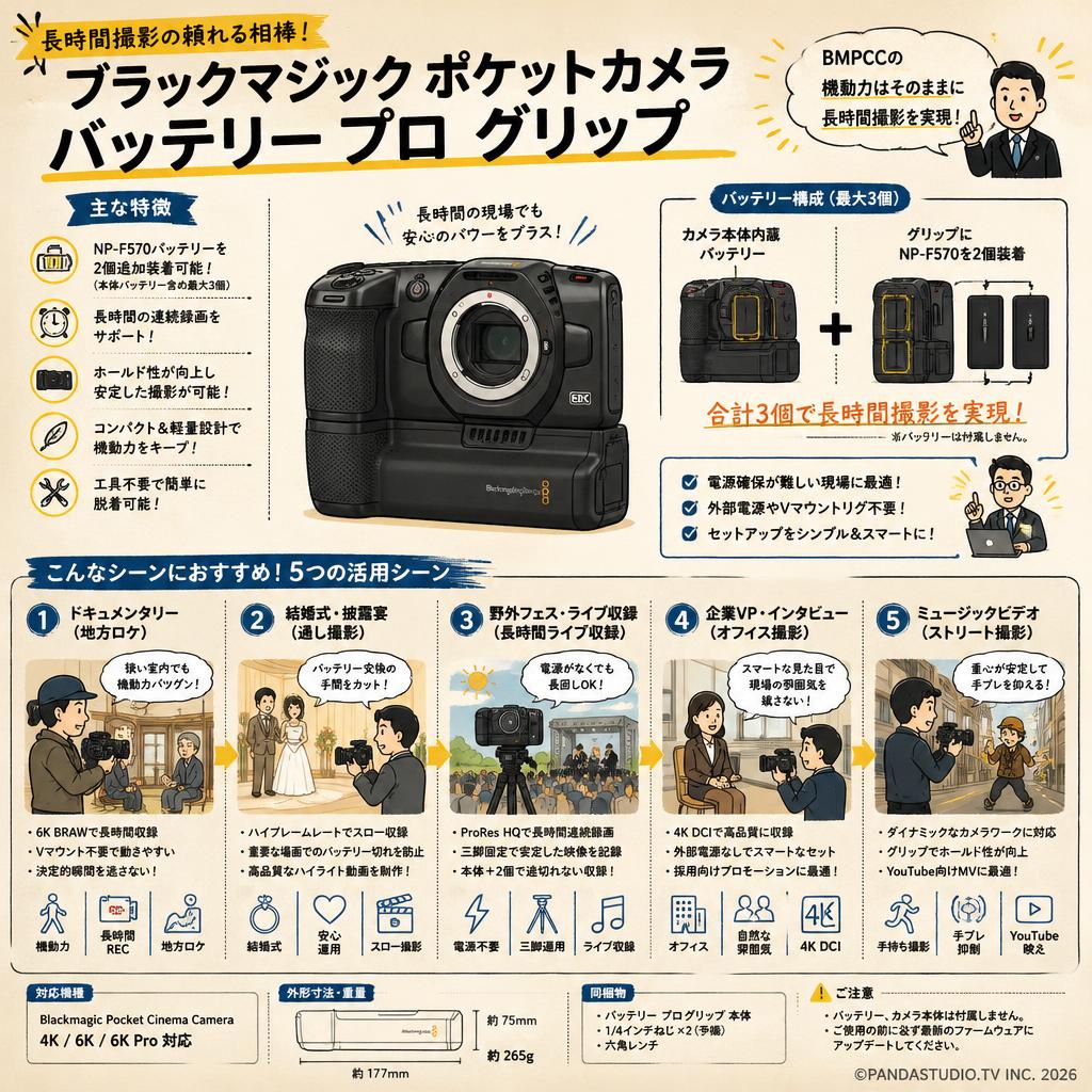 Blackmagic Pocket Camera Battery Pro Grip 用途