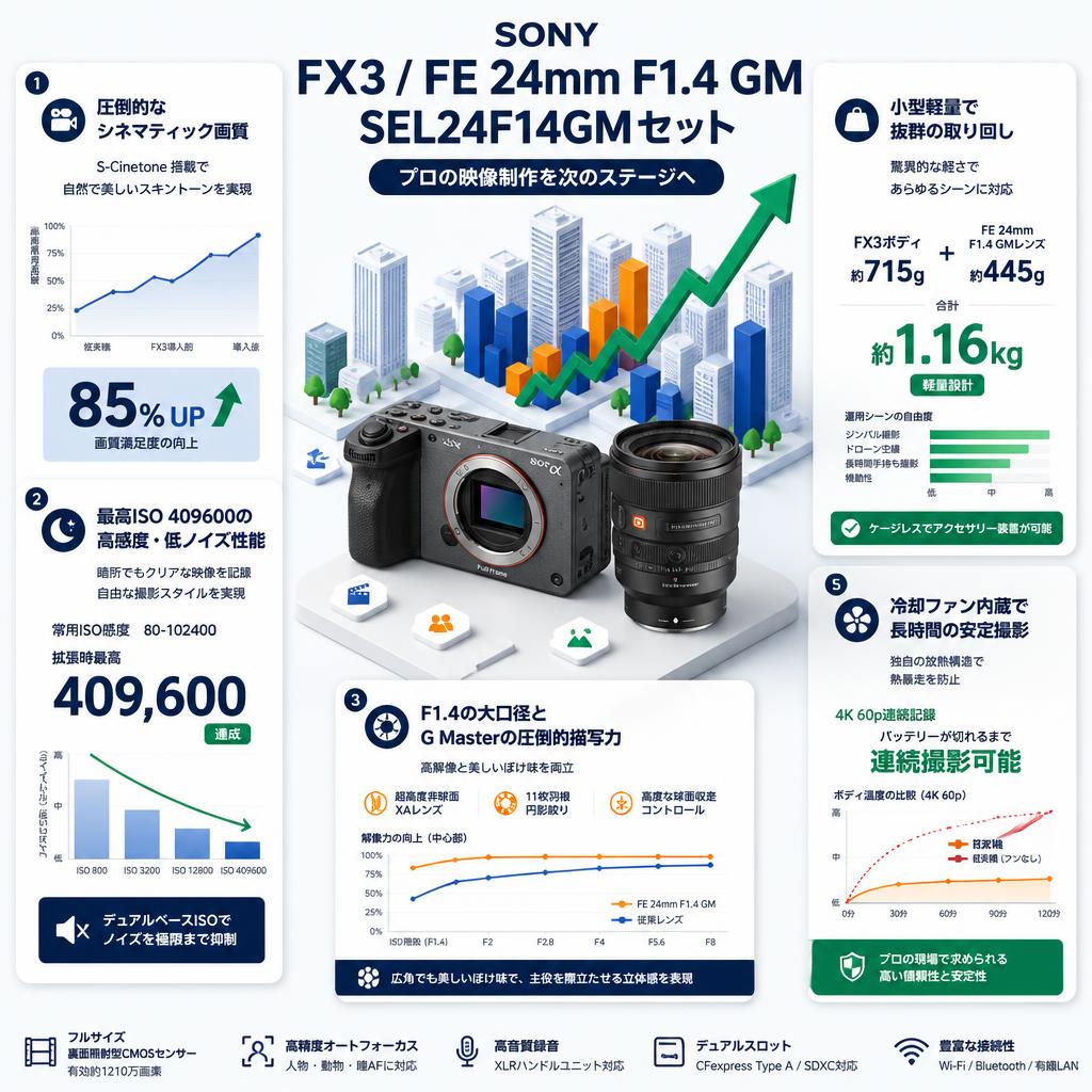 SONY FX3 / FE 24mm F1.4 GM SEL24F14GMセット セールスポイント